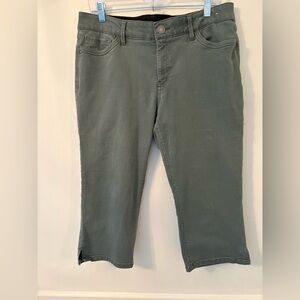 Liz Claiborne Sara Crop Mid-Rise Capri Green Comfort Waist - Sz 14